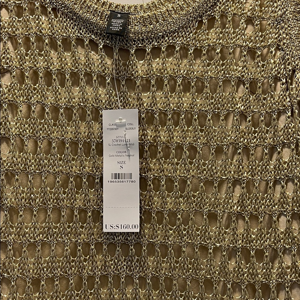 NWT WHBM size S Elegant Gold Knit Dress - Picture 2 of 7